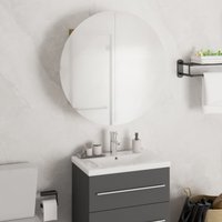 Berkfield Home Bathroom Cabinet with Round Mirror&LED Black 47x47x17.5 cm