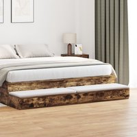 Berkfield Home Bed Drawers in Smoked Oak - 180x36.5x16.5 cm - Made of Engineered Wood in Brown
