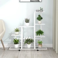 Berkfield Home Flower Stand with Wheel 94.5x25x92.5 cm White Metal