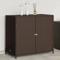 Berkfield Home Garden Storage Cabinet Brown 83x45x76 cm Poly Rattan | Size: 83 x 45 x 76 cm