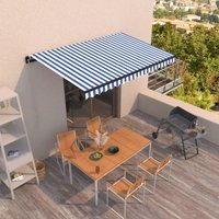 Berkfield Home Manual Retractable Awning 400x350 cm Blue & White