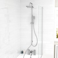 Square Shower Waterfall Mixer Tap Handset & Riser Rail Kit Chrome