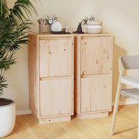 Berkfield Home Sideboards 2 pcs 31.5x34x75 cm Solid Wood Pine in Brown