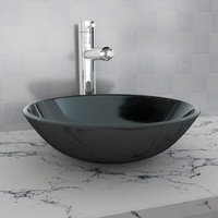 Berkfield Home Basin Tempered Glass 42 cm Black
