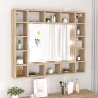 Berkfield Home Mirror Cabinet with LED Sonoma Oak 91x15x76.5 cm in Brown