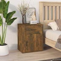 Berkfield Home Bedside Cabinet Smoked Oak 50x36x60 cm Engineered Wood in Brown | Size: 50 x 36 x 60 cm