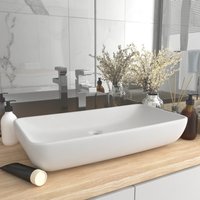 Berkfield Home Luxury Basin Rectangular Matt White 71x38 cm Ceramic