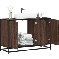 Berkfield Home Bathroom Sink Cabinet Brown Oak 90x33x60 cm Engineered Wood | Size: 90 x 33 x 60 cm