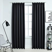 Berkfield Home Blackout Curtains with Hooks 2 pcs Black 140x225 cm