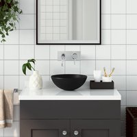 Berkfield Home Bathroom Sink Ceramic Matt Black Round