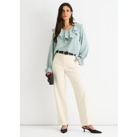 Sage Green Wide Frill Loose Fit Blouse Light Green