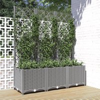 Berkfield Home Garden Planter with Trellis Light Grey 120x40x136 cm PP | Size: 120 x 40 x 136 cm