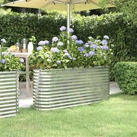 Berkfield Home Garden Raised Bed Powder-coated Steel 152x40x68 cm Silver | Size: 152 x 40 x 68 cm