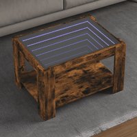 Berkfield Home Coffee Table with LED Smoked Oak 73x53x45 cm Engineered Wood in Brown | Size: 73 x 53 x 45 cm