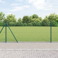 Berkfield Home Welded Wire Fence with 13 Flanged Posts Green 1x50 m Steel