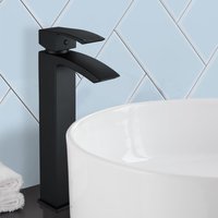 Arke Modern Extended Matte Black Design Countertop Basin Mono Mixer Tap + Waste