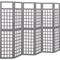 Berkfield Home 6-Panel Room Divider/Trellis Solid Fir Wood Grey 242.5x180 cm