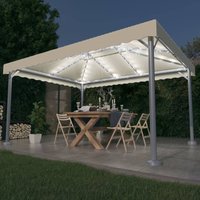 Berkfield Home Gazebo with LED String Lights 400x300 cm Cream Aluminium in Beige