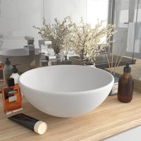 Berkfield Home Luxury Bathroom Basin Round Matt White 32.5x14 cm Ceramic