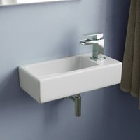 Bathroom Wall Hung Cloakroom Ceramic Compact Basin Sink Right Hand