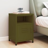 Berkfield Home Nightstand Olive Green 35x35x51 cm Steel | Size: 35 x 35 x 51 cm
