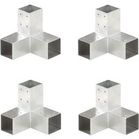 Berkfield Home Post Connectors 4 pcs Y Shape Galvanised Metal 71x71 mm in Silver