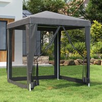 Berkfield Home Party Tent with 4 Mesh Sidewalls Anthracite 2x2 m HDPE in Black