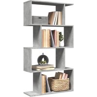 Berkfield Home Room Divider Bookcase 4-Tier Concrete Grey 70x24x129 cm Engineered Wood | Size: 70 x 24 x 129 cm
