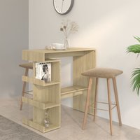 Berkfield Home Bar Table with Storage Rack Sonoma Oak 100x50x101.5 cm Engineered Wood in Brown