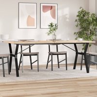 Berkfield Home Dining Table Y-Frame 200x100x75.5 cm Solid Wood Pine & Steel in Brown