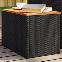 Berkfield Home Garden Side Tables 2pcs Black 55x34x37cm Poly Rattan Solid Wood | Size: 55 x 34 x 37 cm