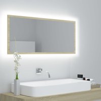 Berkfield Home LED Bathroom Mirror Sonoma Oak 100x8.5x37 cm Acrylic in Brown