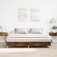 Berkfield Home Bed Frame without Mattress Smoked Oak 180x200cm Engineered Wood in Brown | Size: Super King