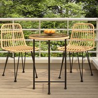 Berkfield Home Dining Table Ø55 cm Tempered Glass & Steel in Brown