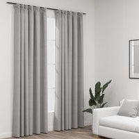 Berkfield Home Linen-Look Blackout Curtains with Hooks 2 pcs Grey 140x225 cm