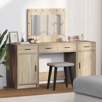 Berkfield Home 3 Piece Dressing Table Set with LED Sonoma Oak Engineered Wood