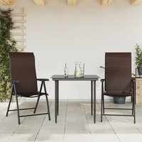 Berkfield Home Folding Garden Chairs 2 pcs Brown Poly Rattan