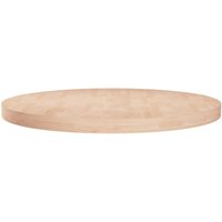 Berkfield Home Round Table Top √ò60x4 cm Untreated Solid Wood Oak in Brown | Size: 60x4 cm