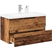 Berkfield Home Sink Cabinet with Built-in Basin Old Wood 81x39.5x49 cm in Brown