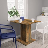 Berkfield Home Dining Table Smoked Oak 80x80x75 cm Engineered Wood in Brown | Size: 80 x 80 x 75 cm