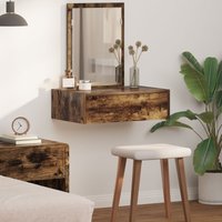 Berkfield Home Wall Mounted Dressing Table Smoked Oak 60x40x70 cm in Brown | Size: 60 x 40 x 70 cm