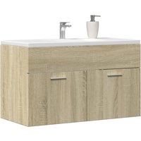 Berkfield Home Bathroom Sink Cabinet Sonoma Oak 90x38.5x46 cm Engineered Wood in Brown