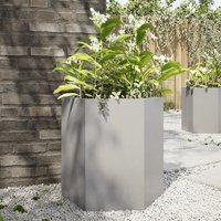 Berkfield Home Garden Planter Hexagon 46x40x45 cm Stainless Steel in Silver | Size: 46 x 40 x 45 cm