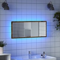 Berkfield Home LED Bathroom Mirror Old Wood 100x8.5x37 cm Engineered Wood in Brown