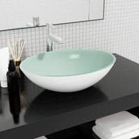 Berkfield Home Basin Glass 50x37x14 cm White | Size: 50 x 37 x 14 cm