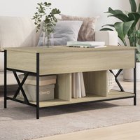 Berkfield Home Coffee Table Sonoma Oak 100x55x50 cm Engineered Wood & Metal in Brown | Size: 100 x 55 x 50 cm