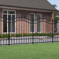 Berkfield Home Garden Fence with Spear Top Black 165 cm Powder-coated Steel