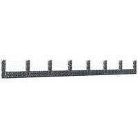 Berkfield Home U-shape Gabion Basket with 8 Posts Iron 860x20x100 cm in Silver | Size: 860 x 20 x 100 cm