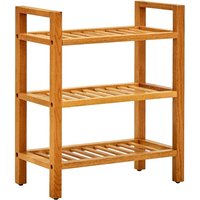 Berkfield Home Shoe Rack with 3 Shelves 50x27x60 cm Solid Oak Wood in Brown | Size: 50 x 27 x 60 cm