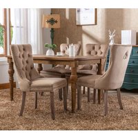 HomeTouch Taylor Lux Velvet Kitchen Dining Chairs with Pull Knocker Back in Brown | Size: 4 Pack